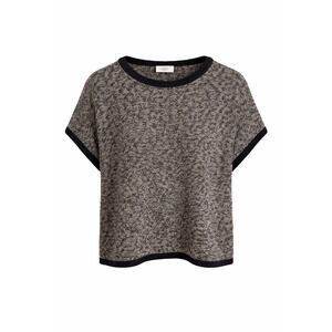Gray Black Marled Knit Sweater Boxy Cozy Soft Casual Relaxed Fall Layer Cato Med